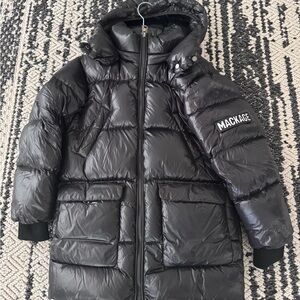 Mackage Shiny Black Hooded Coat